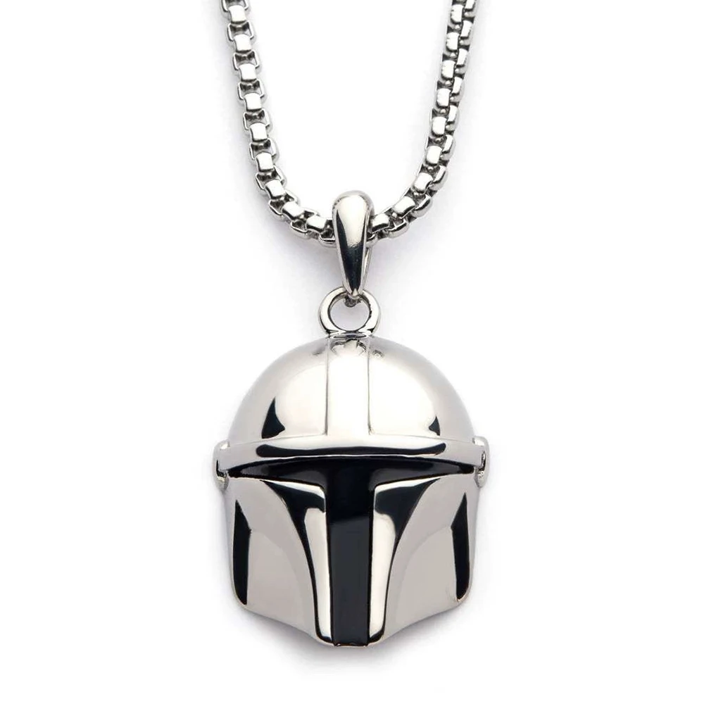 Movie Din Djarin Mask Cosplay Necklace Mando Bounty Hunter Metal Helmet Pendant Fashion Punk Clavicle Chain Jewelry Accessories