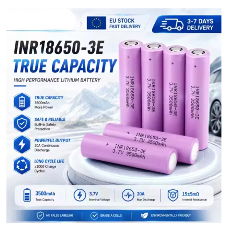 Batteria ricaricabile al litio 18650 3.7V 3.5Ah, capacità reale, alta corrente 25A, per torce elettriche e utensili