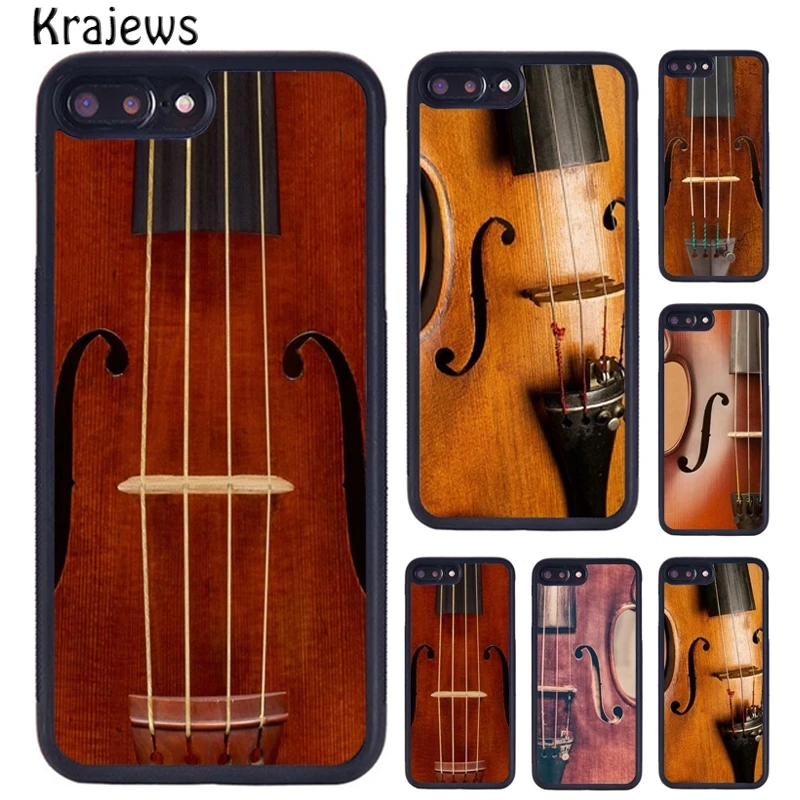 Krajews Wood Cello Violin Phone Case For iPhone 16 15 14 X XR XS 11 12 mini 13 Pro MAX Plus cover shell coque