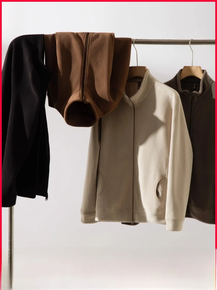 

Double-Sided Fce Warm Outerwear Stand Collar Men's Jaet Autumn Winter Thiened Polyester Fiber Youth Casual Sle Zipper