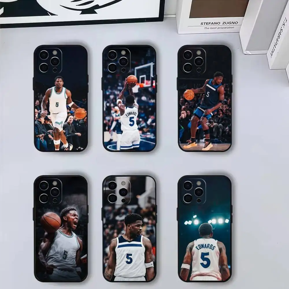 

Basketballstar A-Anthony Edwards Phone Case For iPhone17,16,15,14,13,12,11 Plus,Pro Max Soft Black Cover