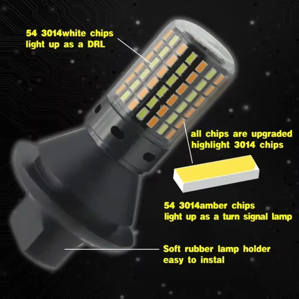 Veclumin  Two-Color White Yellow Lamp Dual-Mode Decoding T20 7440 Car LED Daytime Running Lamp Turn Signal Light Integrated 1156