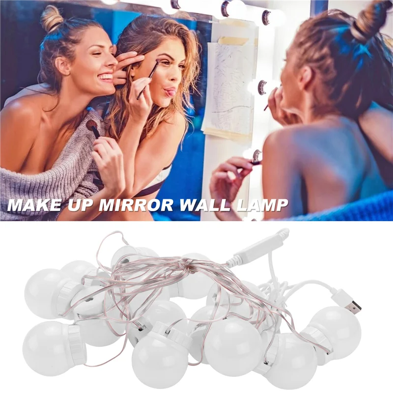 ABNM 3 Modi Farben Make-up Spiegel Licht LED Touch-Dimmung Eitelkeit Dressing Lampe USB 12 V Make-up Spiegel Wandleuchte