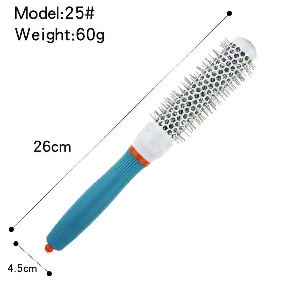 Professional Curling Rolling Brush Round Head Heat Insulation Comb Hair Straightener Ceramic Round Brush Curling Styling Tool