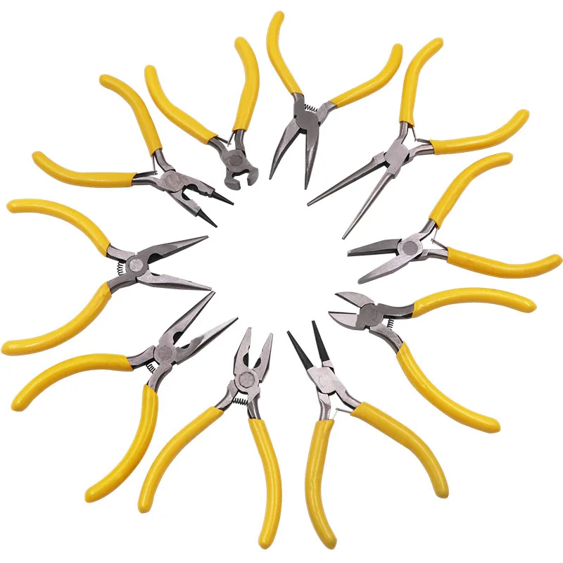 Sharp-nosed Pliers Vise 5-inch Handmade Jewelry DIY Mini Pliers Multi-function Wire Cutters Beveled Curved-nosed Pliers