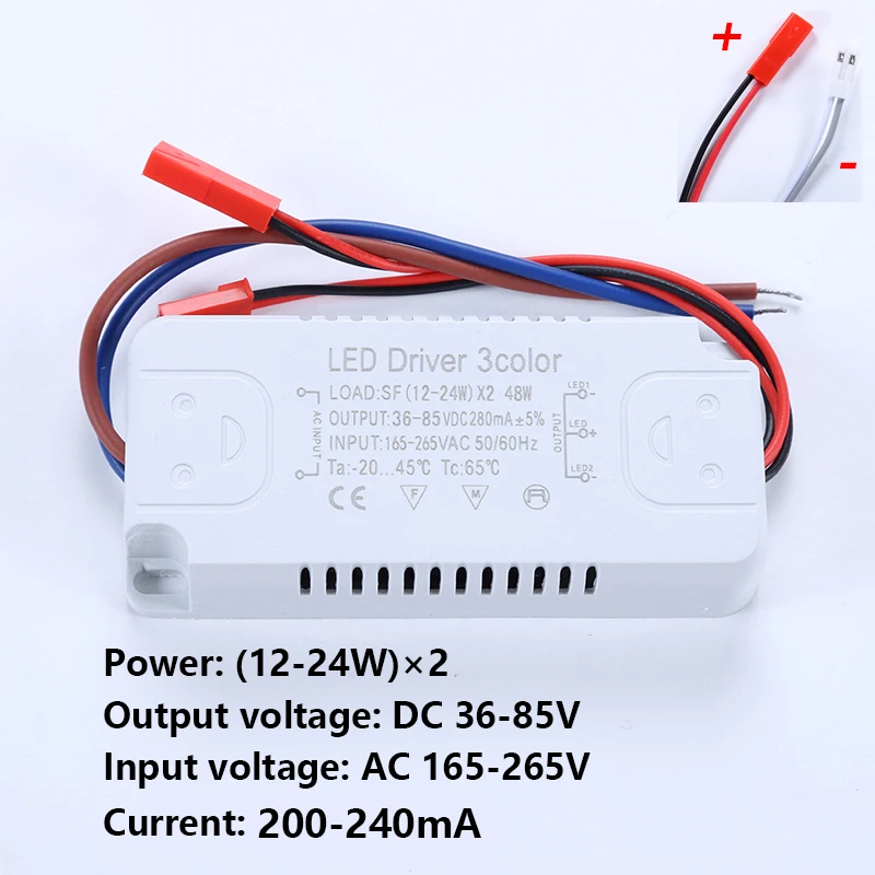 Imagem -03 - Led Driver 1224w 2040w 3050w 4060w para Led Strip Power Entrada Ac165-265v 220ma Unidade Transformadores de Iluminação Cores