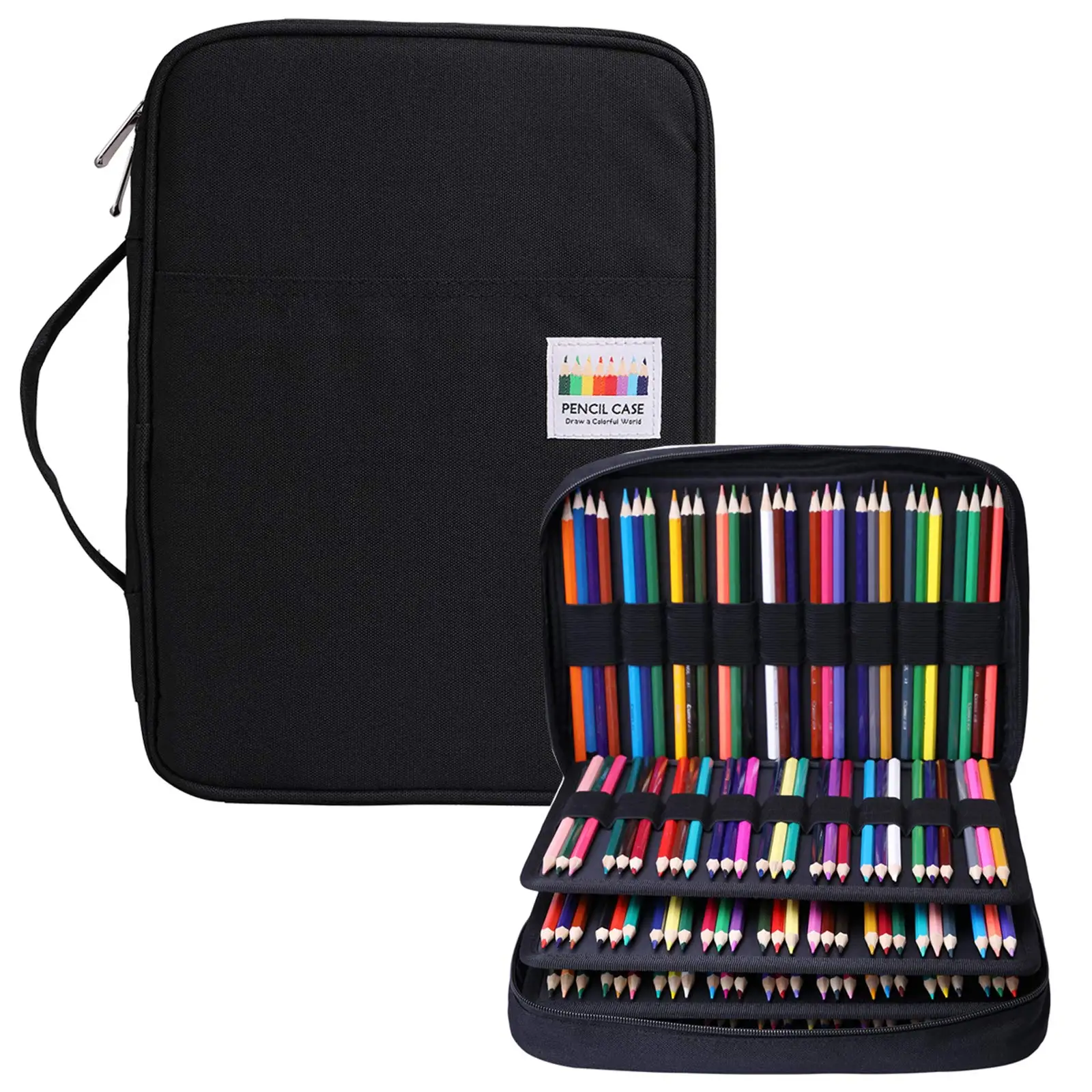 

220 Slots Pencil Case Pen Case Organizer With Handy Wrap Zipper Multilayer Holder for Prismacolor Colored Pencils & Gel Pen