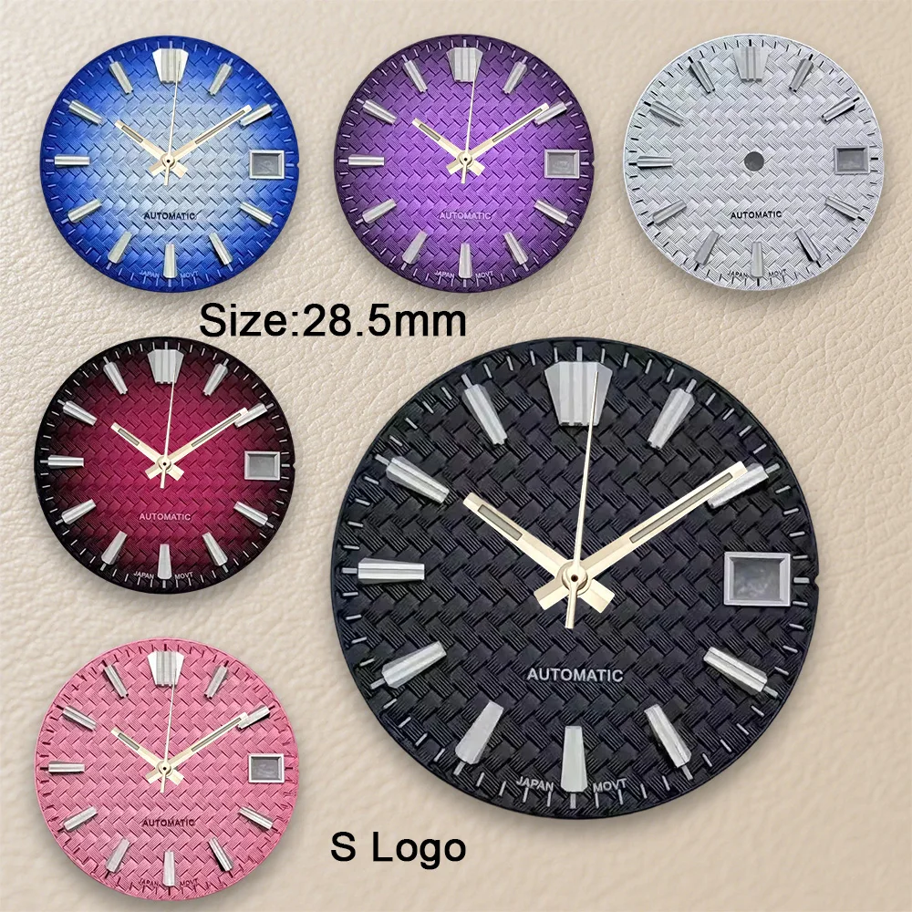 New S Logo Gradient Purple Dial Watch 28.5mm Fit NH36/NH35 Movement No Luminous Modification Accessories