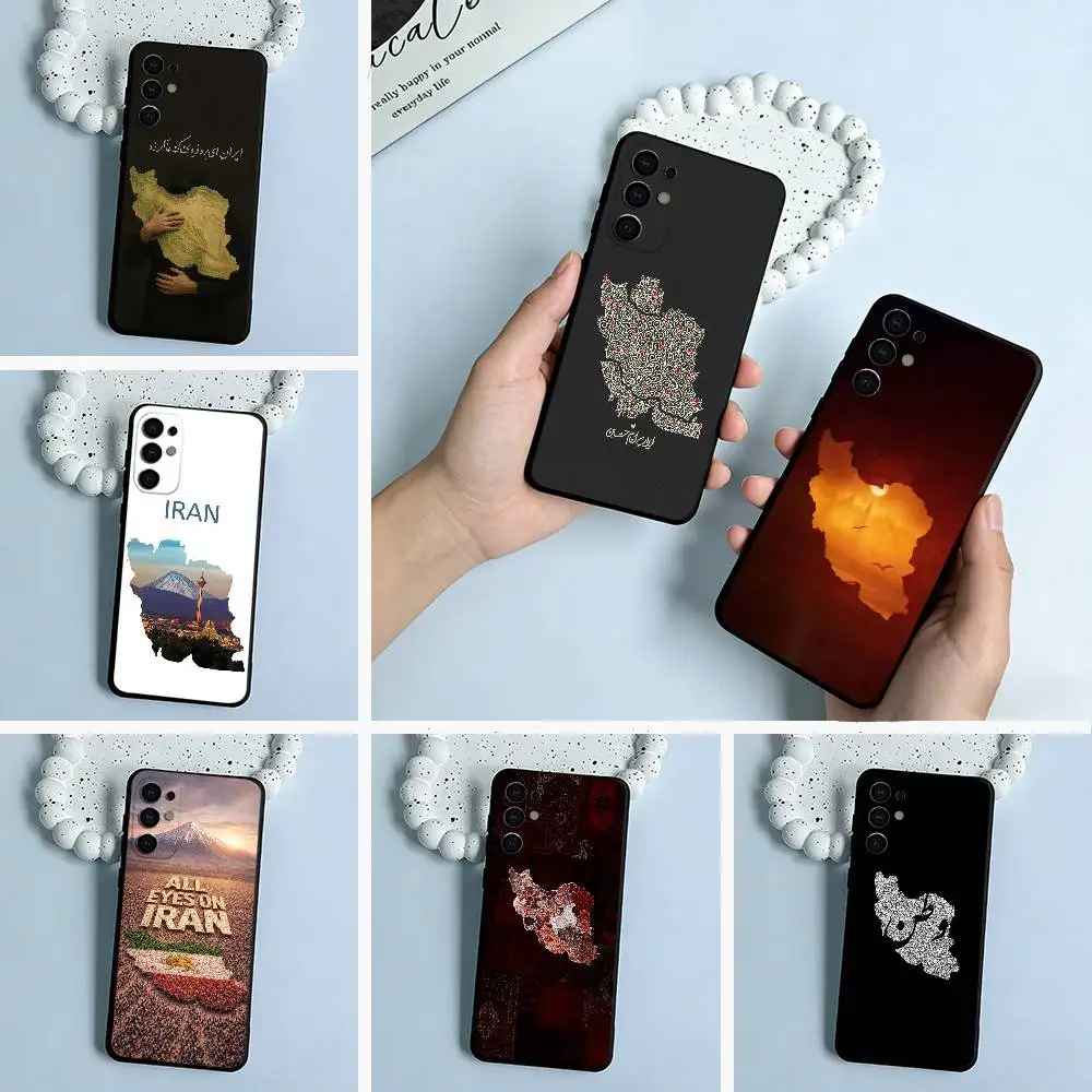 Map- of -Iran- Image Black Soft Silicone Phone Case for Samsung S25, S24, S21, S22, S23, S30, Ultra, S20, Plus, FE, Lite