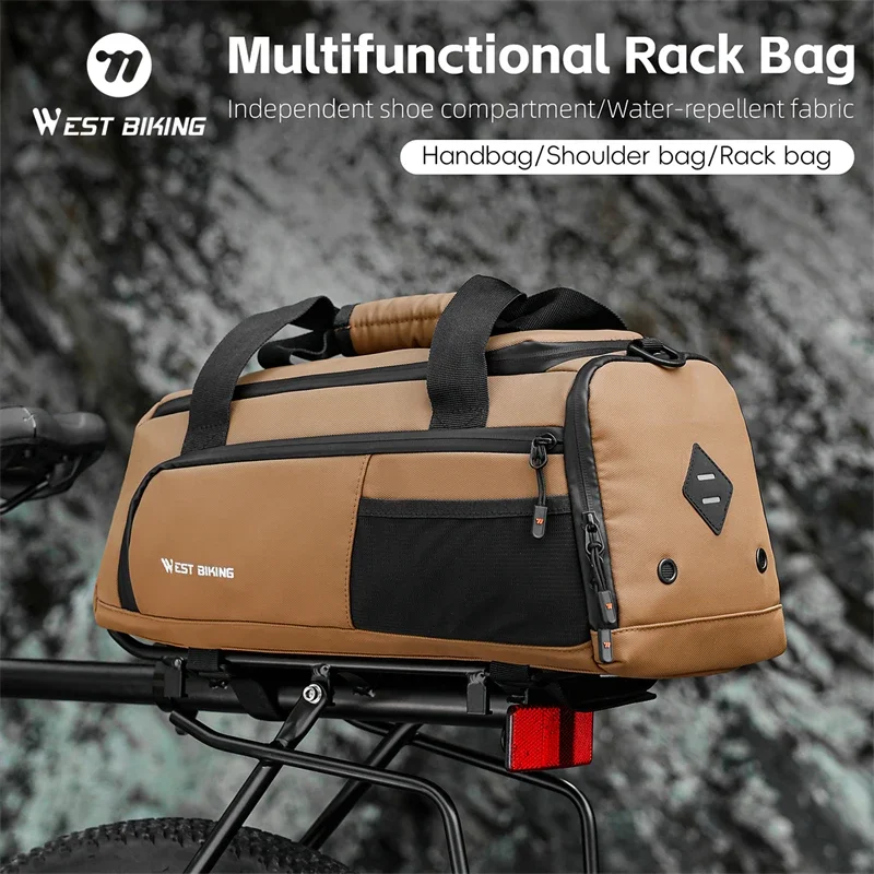 

WEST BIKING Bicycle Rack Bag Multifunctional 13L Large Capacity Bicycle Rear Seat Bag PVC Waterproof Bag MTB Road Bike Accessory