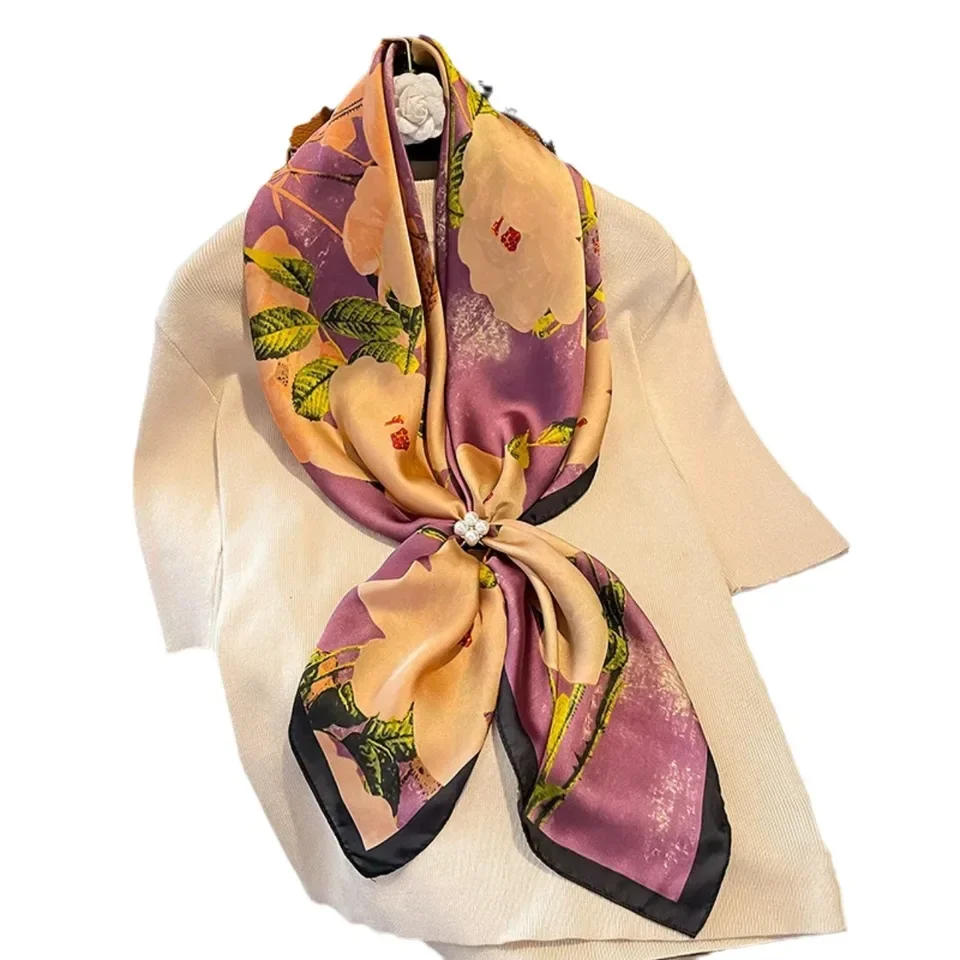 

90*90cm New Large Square Scarf Women's Fashionable Breathable Summer Shawl Wrap UV Elegant Accessory