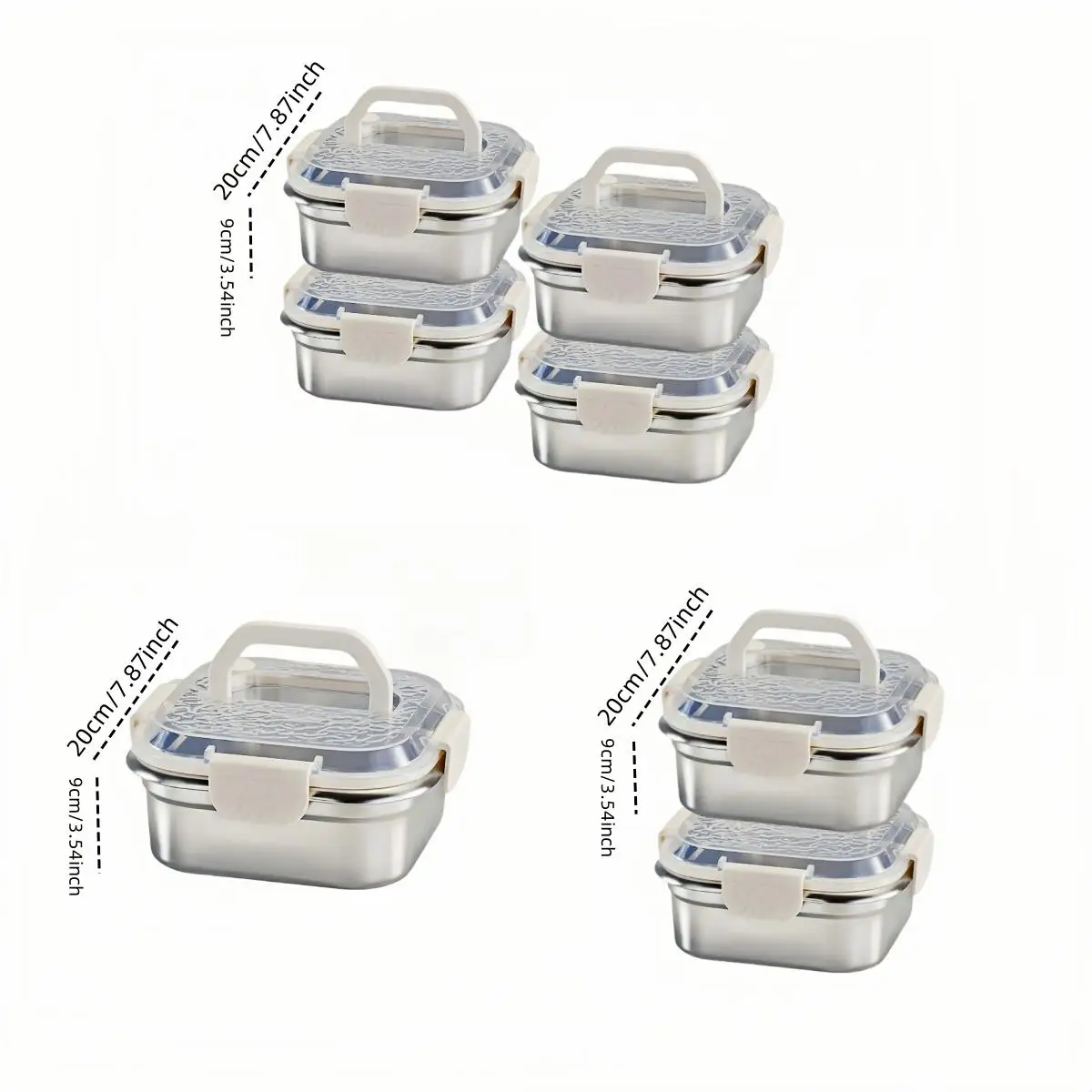 Large Capacity Stainless Steel Food Storage Container Portable Square Picnic Lunch Box with Sealed Lid for Outdoor Family Dinner
