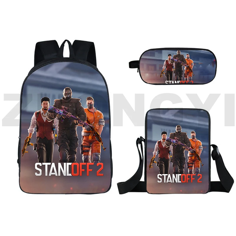 

High Quality Shooting Game Standoff 2 Backpack Men Anime School Bag 3 Pcs/Set Student Harajuku Pencil Case Travel Crossbody Bags