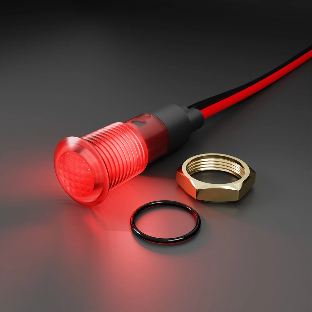 5PCS 8mm Mini LED Signal Lamp Flat Top Pilot Lights IP65 Waterproof DC 12V-24V Panel Mount Indicator Light 5 Color R/G/B/W/Y