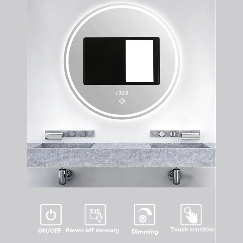 مفتاح لمس مرآة AC110V-220V مع تعتيم بدون خطوات مناسب لمرايا الحمام ومرايا صالون الشعر ومرايا المكياج حسب الطلب