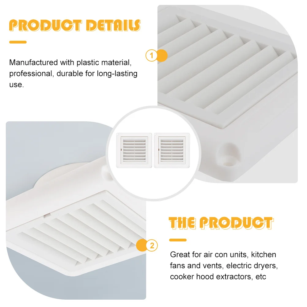Copertura per zanzariera da 2 pezzi per presa d'aria a parete esterna, copertura di sfiato con feritoia in plastica resistente, presa d'aria per cappa di scarico resistente alle intemperie