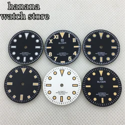 BLIGER Black and white watch dial luminous with NH35 NH36 ETA 2836 2824 Miyota 8205/8215/821A Pearl DG2813/3804 PT5000 movement