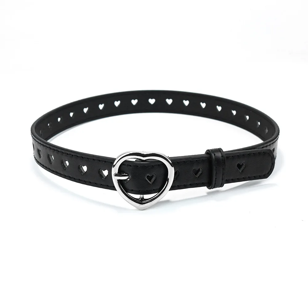 Hot Selling Kinder Punk Riem Student Jongens En Meisjes Jeans Hartvormige Uitgeholde Hart Riem Vrouw Roze Hemelsblauw