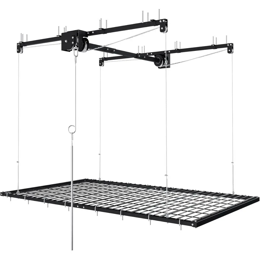 

Гаражный стеллаж для хранения 4x8 футов, регулируемая система хранения потолочного подъема для потолок длиной 10–12 футов, сверхпрочная стальная верхняя полка с C