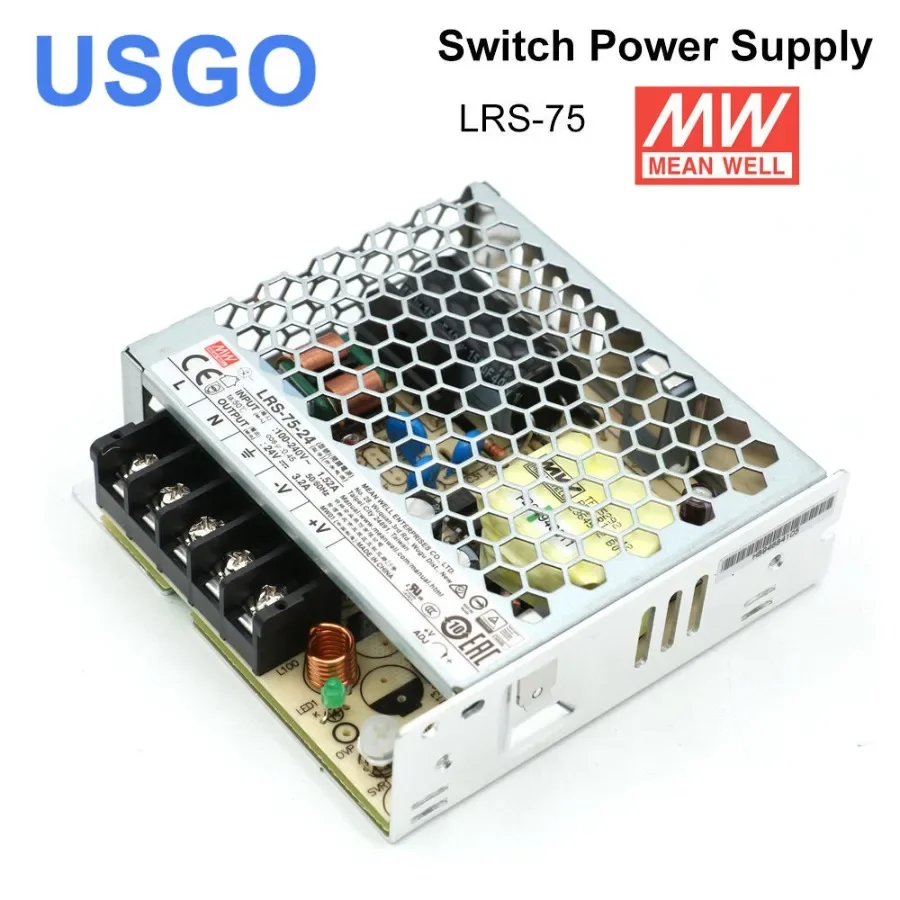 USGO Meanwell LRS-75 Switching Power Supply 12V 6A / 24V 3.2A 75W Original MW Taiwan Brand for Laser Controller