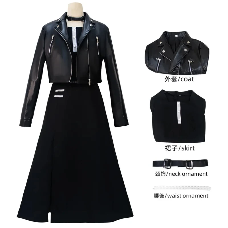 

KK56Anime Disfraz Costume Fantasia Hundred Line Shizuhara Hiruko Cosplay Leather Jacket Dress Women Halloween Performance Carniv