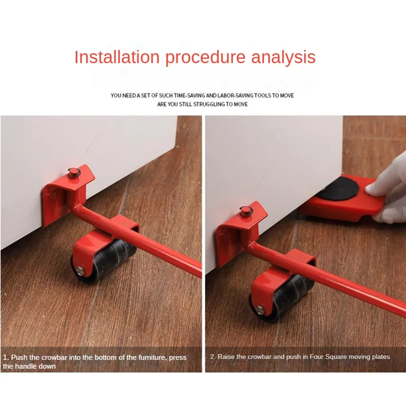 Furniture Mover Tool Set Heavy Stuffs Moving Roller With Bar Furniture Mover Lifter Wheel Professional Moving Tool-B Easy To Use