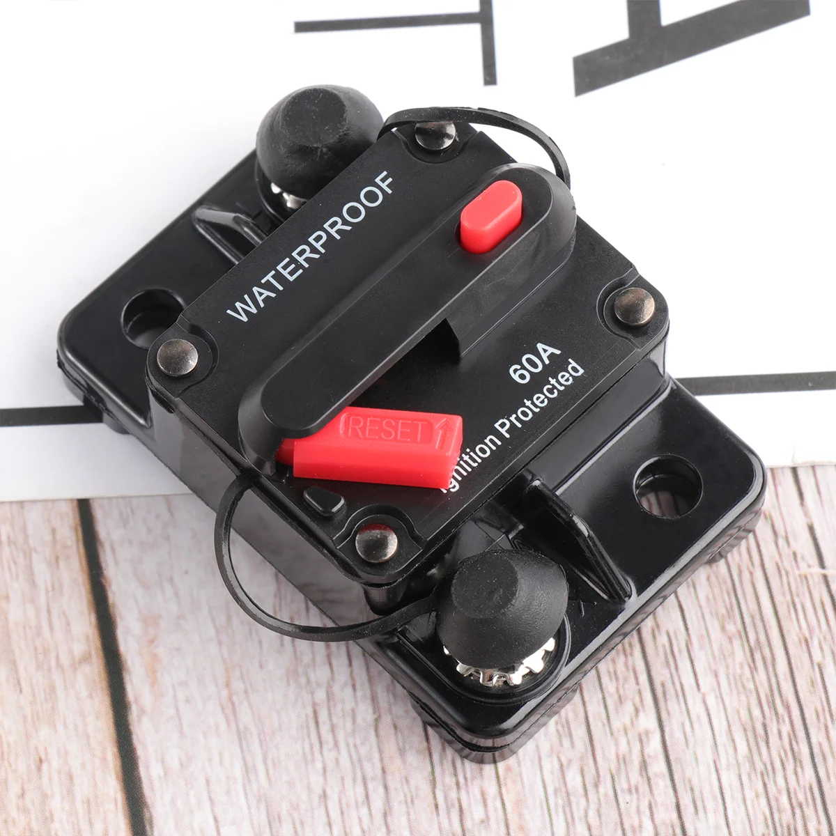 

DC12V-48V 60A Мини-выключатель Водонепроницаемая морская стерео аудио Электронная аккумуляторная система Встроенный предохранитель Ручной переключатель сброса CB