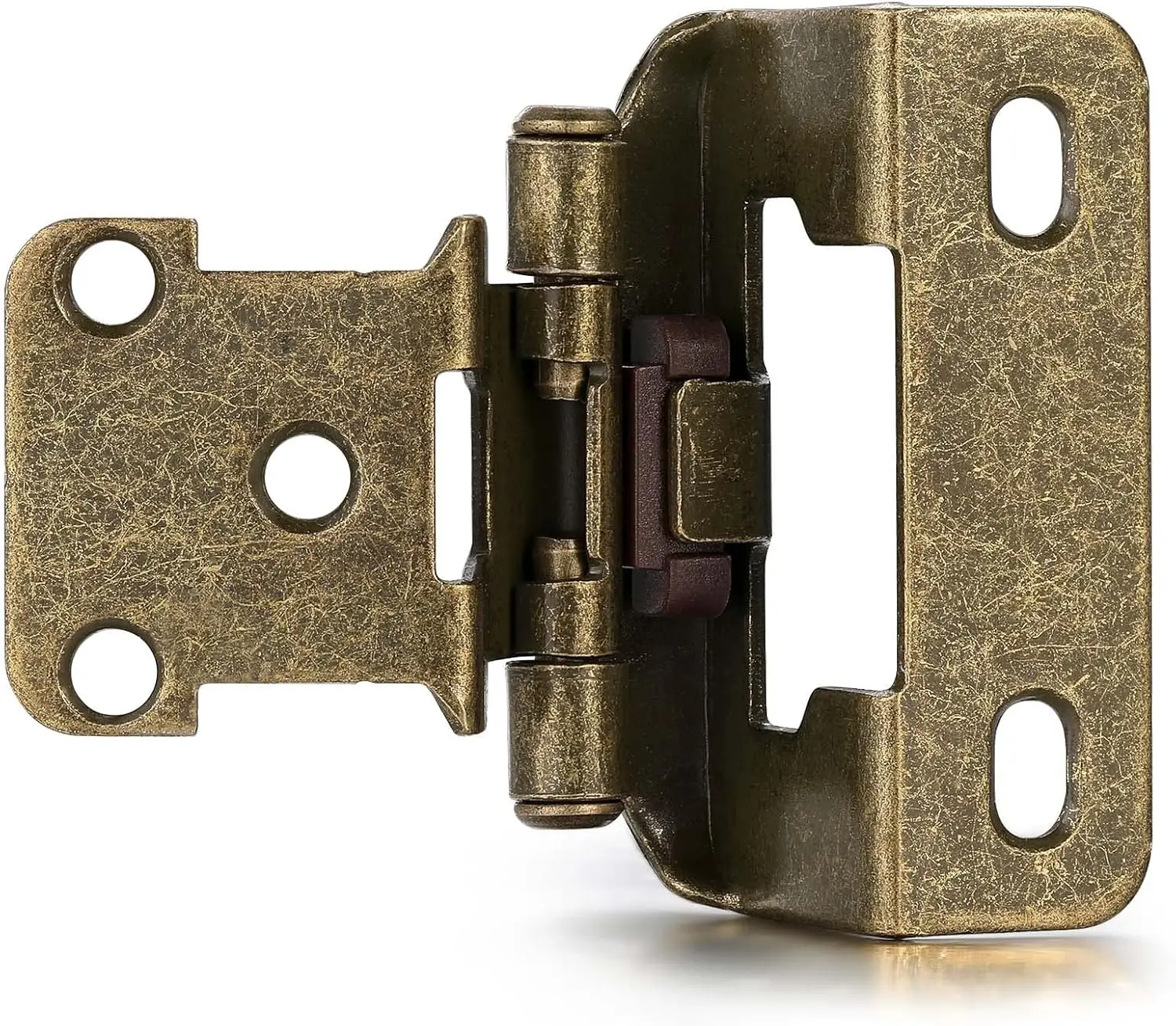 

4 Pack Antique Brass Self Closing Cabinet Hinges, 1/2" Overlay for Kitchen Doors