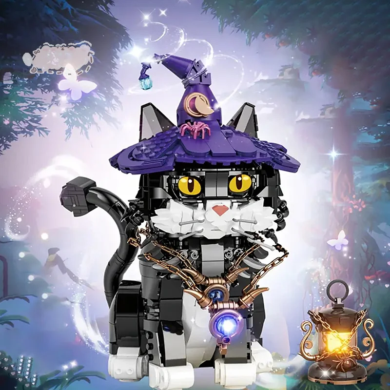 

Magic Cat Building Blocks With Magic Lights And Hats Eyes Can Change Color Assemble Model Collector Set For Christmas Gift