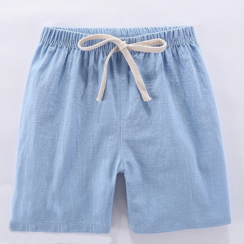 Kids Beach Shorts For Boys Girls Cotton Linen Breathable Elastic Waist Baby Short Pants Summer Thin Children's Short 2-10Years