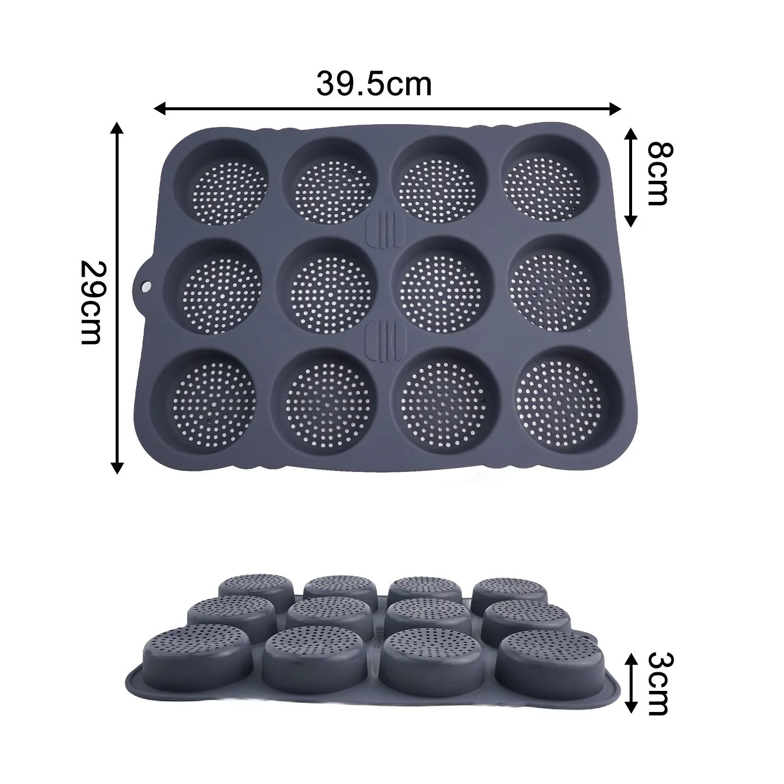 

12 Cavity Silicone Hamburger Bun Baking Tray for Homemade Burgers and Muffins Nonstick Design for Easy Release