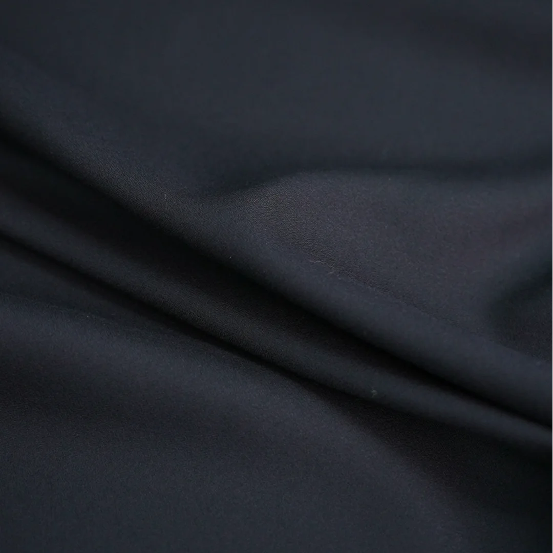 Black Solid Color Silk Wool Fabric for Autumn Spring Coat Jacket Dress Clothing DIY Sewing Material 140CM Wide 48MM Thick R1395