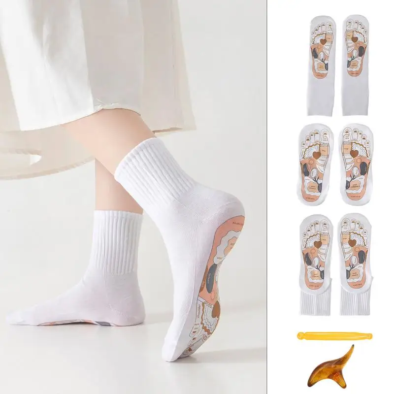 Reflexology Socks Set Feet Pressure Chart Sock With Massage Stick Sports Body Relaxer For Muscle Tension Plantar Pressure Muscle