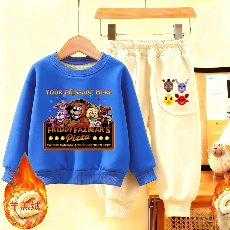 

Five Nights At Freddys Thick Sweatshirt Sets Boy Girl Winter Casual Pullover Trousers 2pcs Suit Children Hoodies Set Kid Clothes