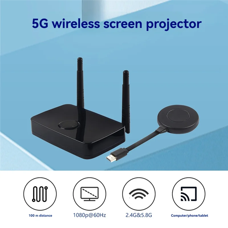 Wireless -Compatible Video Transmitter Receiver 5G/2.4G Type-C Wireless Screen Projector 1080P For Phone/Laptop/PC