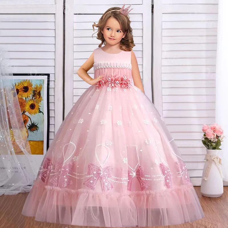 Girls Lace Dresses Birthday party Formal Evening Gown Princess Dress Flower Girls teens Children Clothing For Girl Clothes