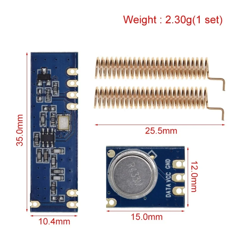 Adult Embryo Kit Transmission ASK STX882+Receptor ASK SRX882+2 Fiber Channel Antennas, 433MHz, 100m