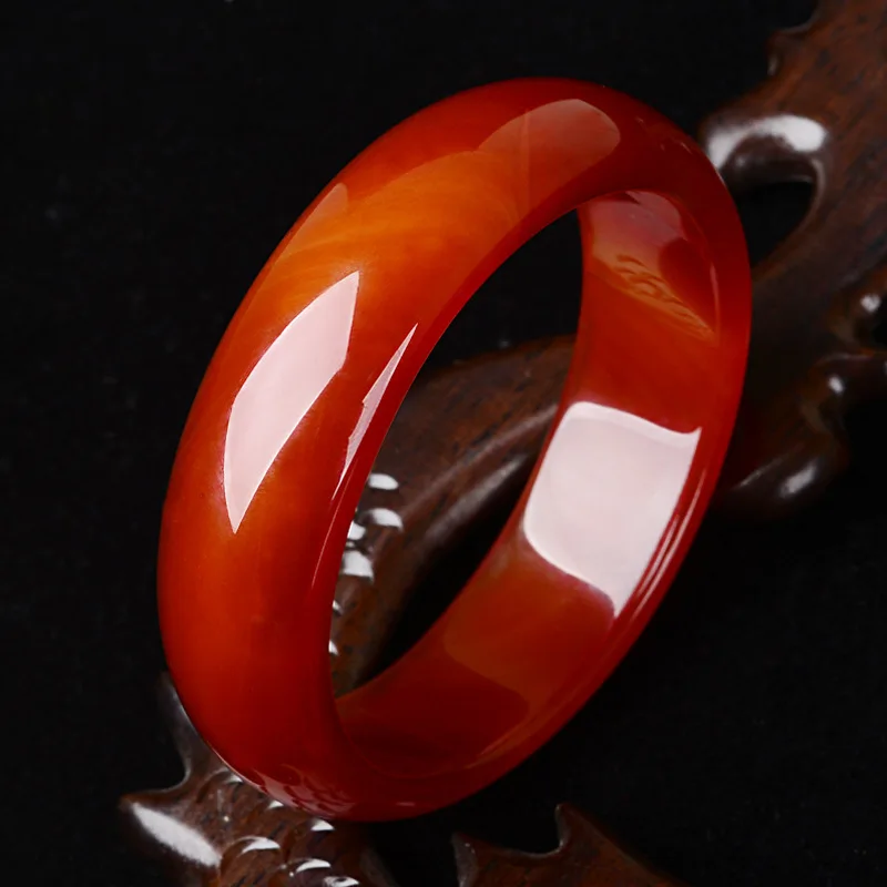 Mai Chuang/ Hand-made/ Natural Brazil Wide Red Agate Women Bangle High Quality Fine Jewelry Accessories Bracelets for Mom Gift