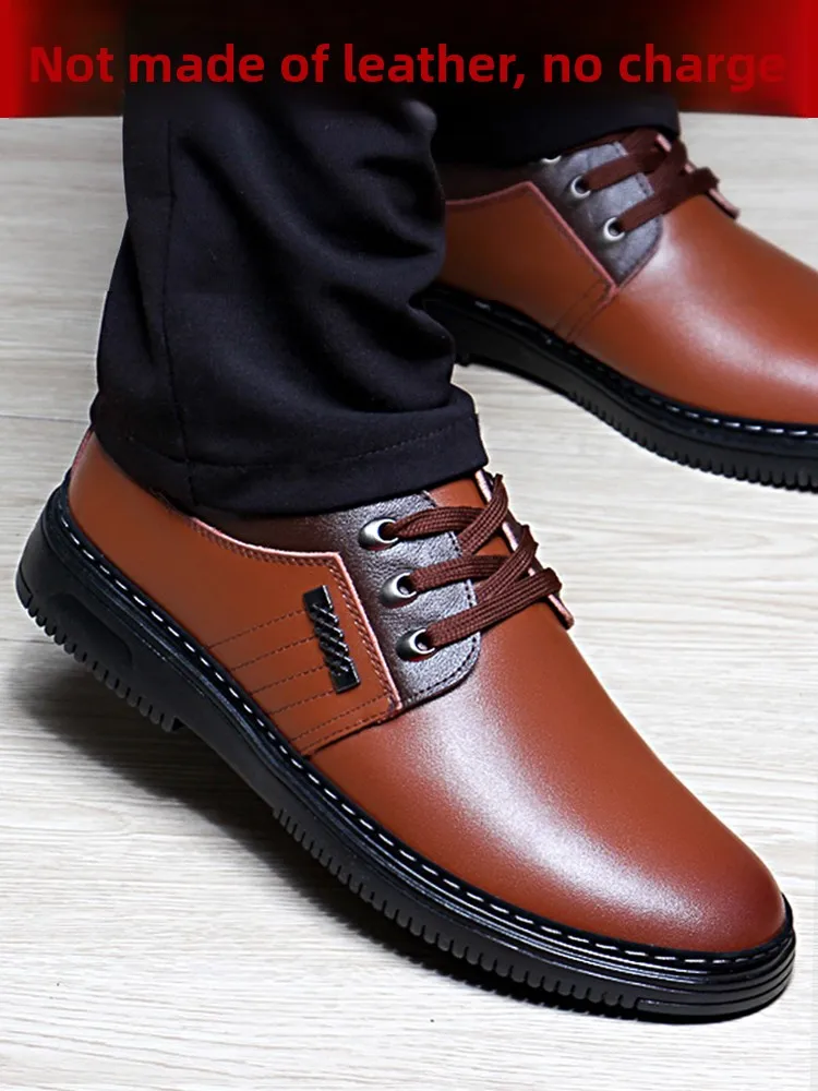 

Кожаная мужская обувь Casual oes из воловьей кожи Busin Formal 2026, новый тренд Brown oes, мужская обувь на плоской подошве, износостойкая резиновая подошва