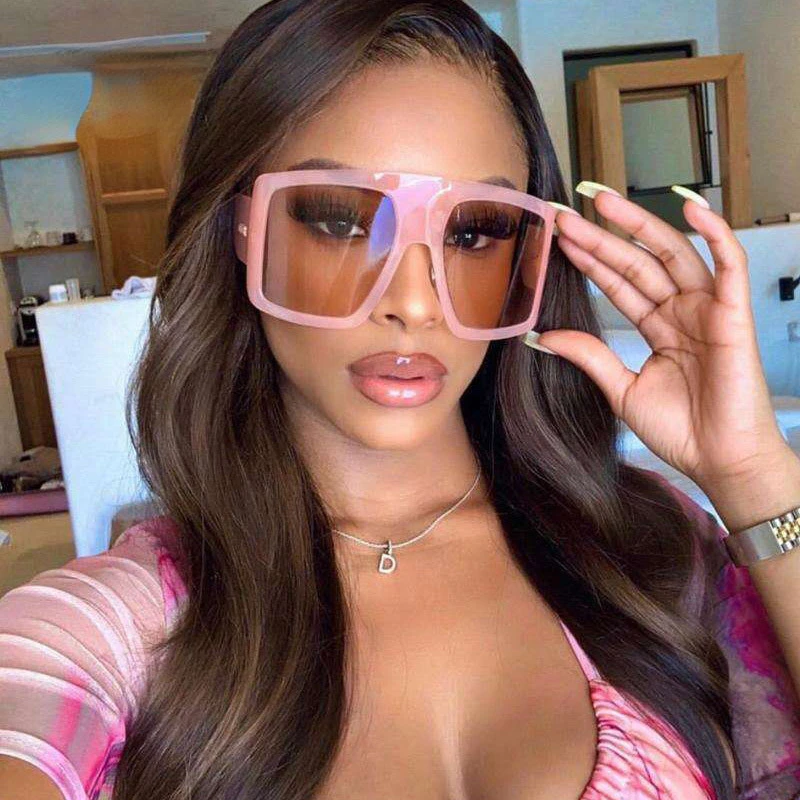 

ZXWLYXGX Fashion Women Oversize Sunglasses Gradient Plastic Brand Designer Female Sun Glasses Uv400