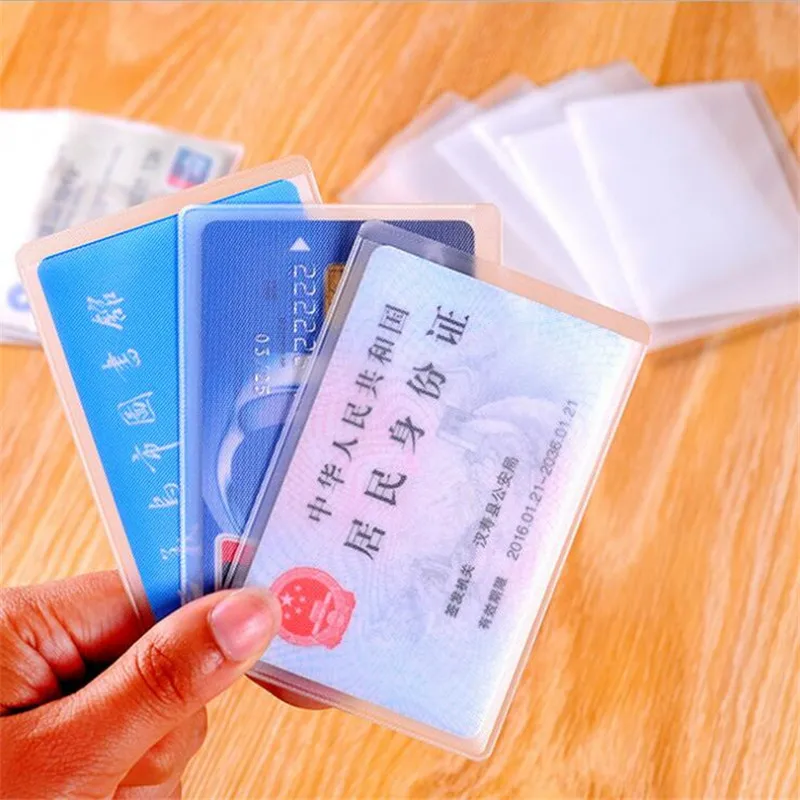 10PCS PVC Waterproof Transparent Card Holder Plastic Card id Holders Case To Protect Credit Cards Card Protector Cardholder Bags