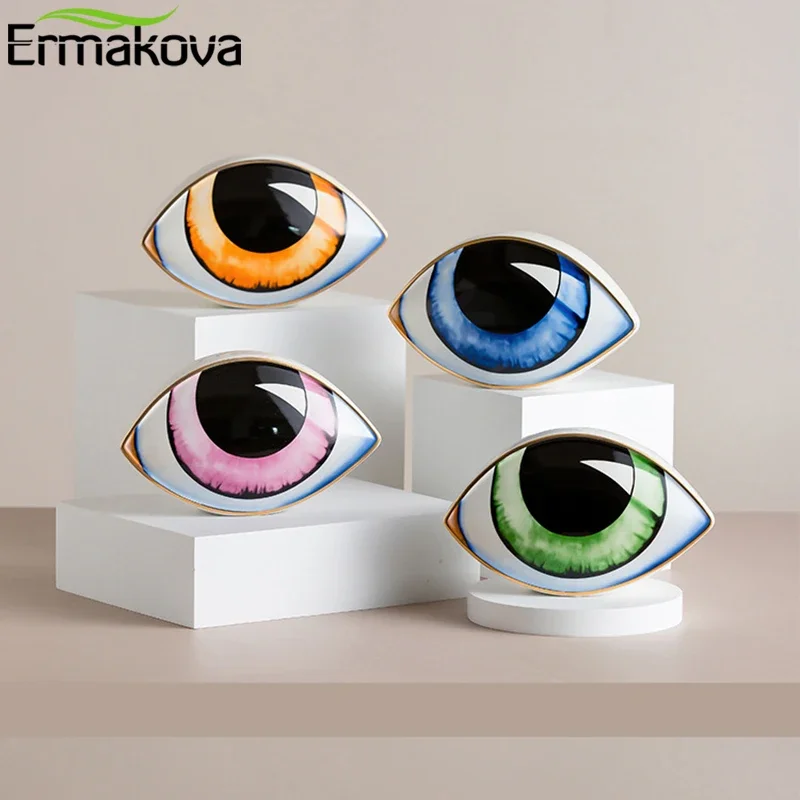 New Ceramic Devil's Eye Figurine Home Decor Eye Ornament Sculpture Statue Study Room Abstract Decoration Gift Giving