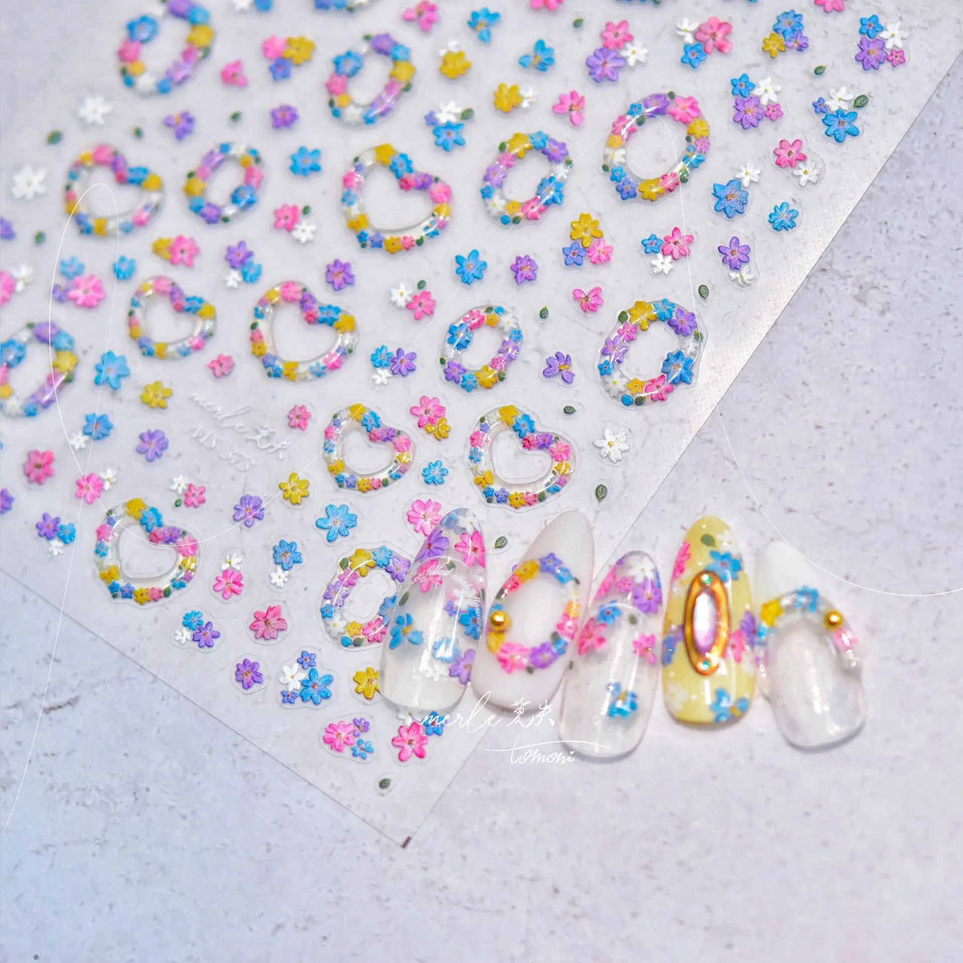 A Wreath Of Small Broken Flowers Spots High Quality Nail Sticker Jelly Series Art Decal Design Manicure Tool MS-372