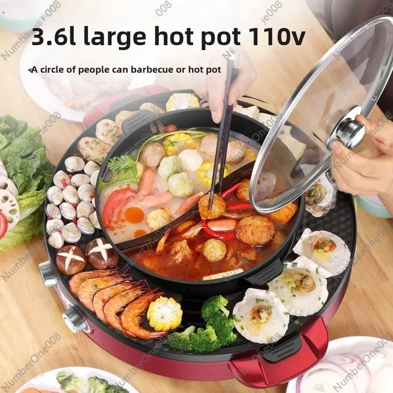 Grill Household Hot Pot Barbecue Barbecue Shabu Integrated Pot Mandarin Duck Smokeless Electric