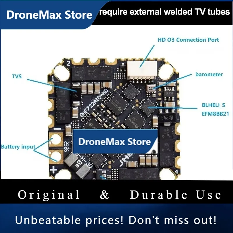 DroMaJHEMCU Flight Controller For RC FPV Cinewhoop Drone GHF722AIO-HD Baro OSD BlackBox 5V BEC F722 BLHELIS 4in1 ESC 2-6S