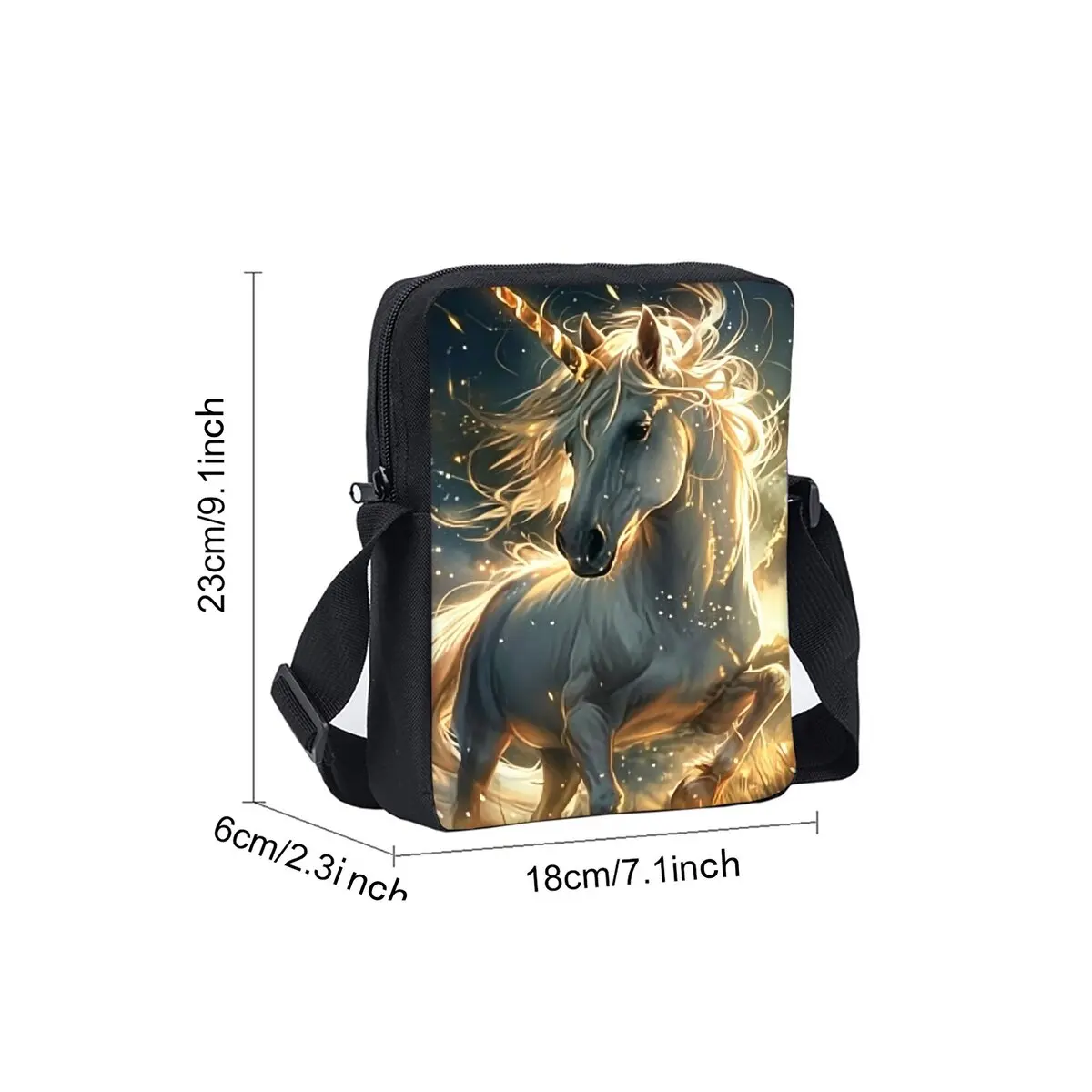 Cattle and Horses Print Single Sided Messenger Bag for Boy/Girls Children Best Gifts 2D Flat Cartoon Casual Crossbody Bag