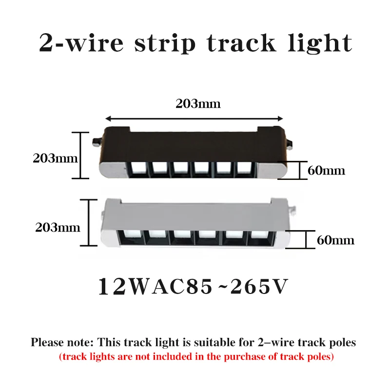 12W Super Bright LED Track Spotlight - AC110V/220V Linear Grille, Thick Aluminum, 2-Line Rail, Surface Mounted for Home/Shop