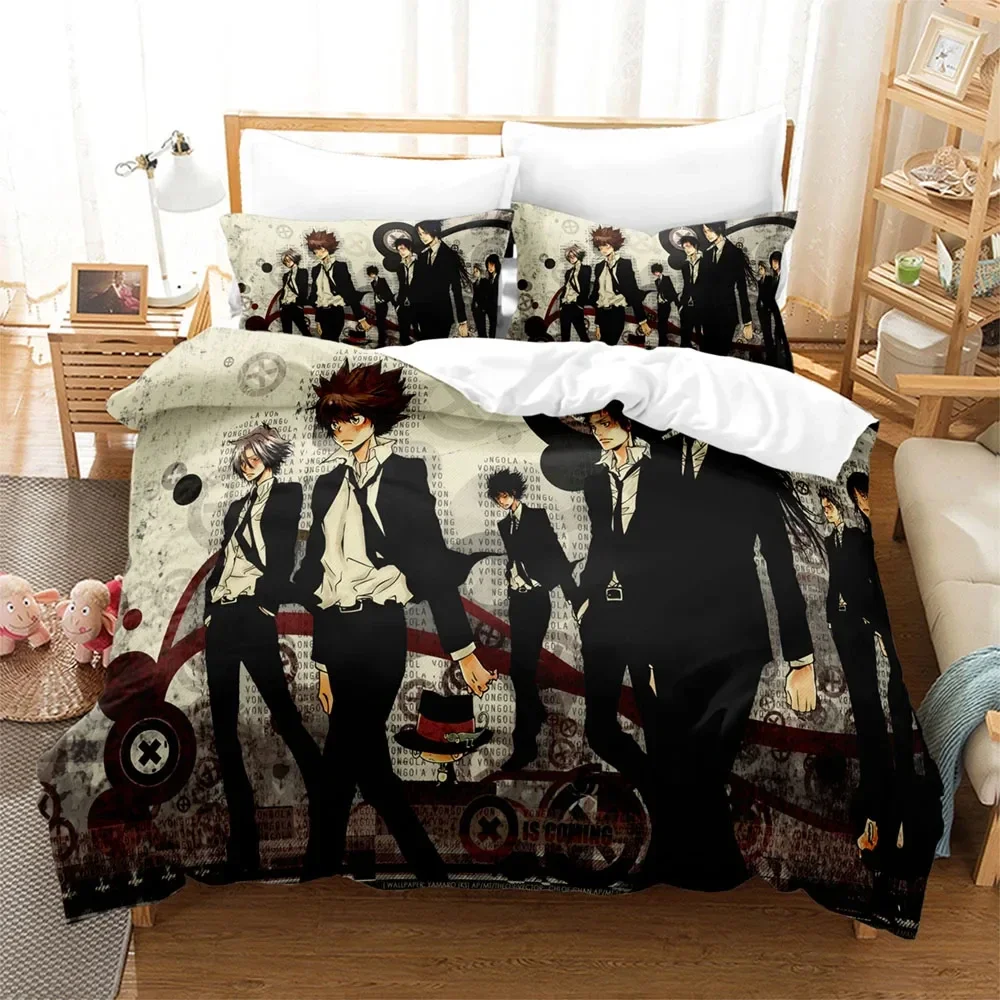 3D Print Anime HITMAN REBORN Bedding Set Boys Girls Twin Queen Size Duvet Cover Pillowcase Bed Kids Adult Home Textileextile