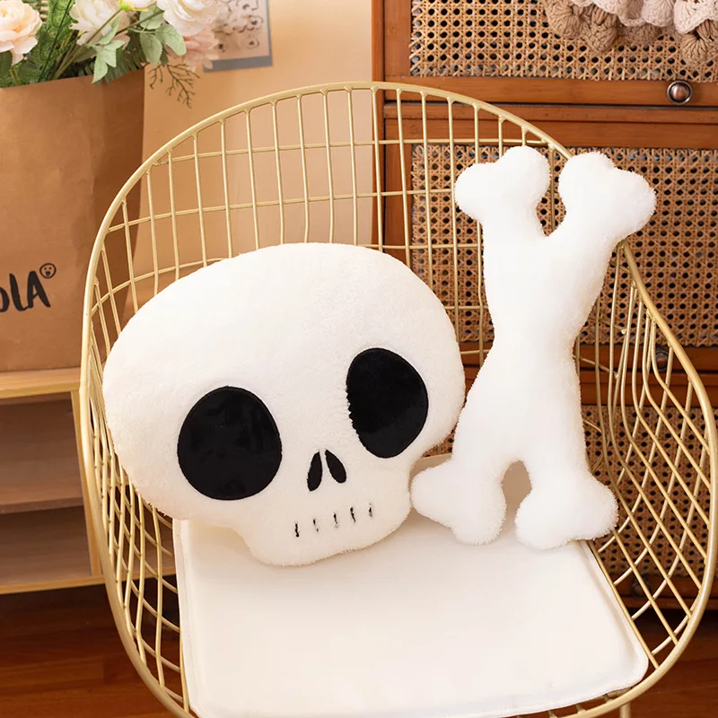 Cute Halloween Practical Joke Skull Bone Plush Toy Doll Monster Horror Doll Halloween Props Creative Decoration Gift