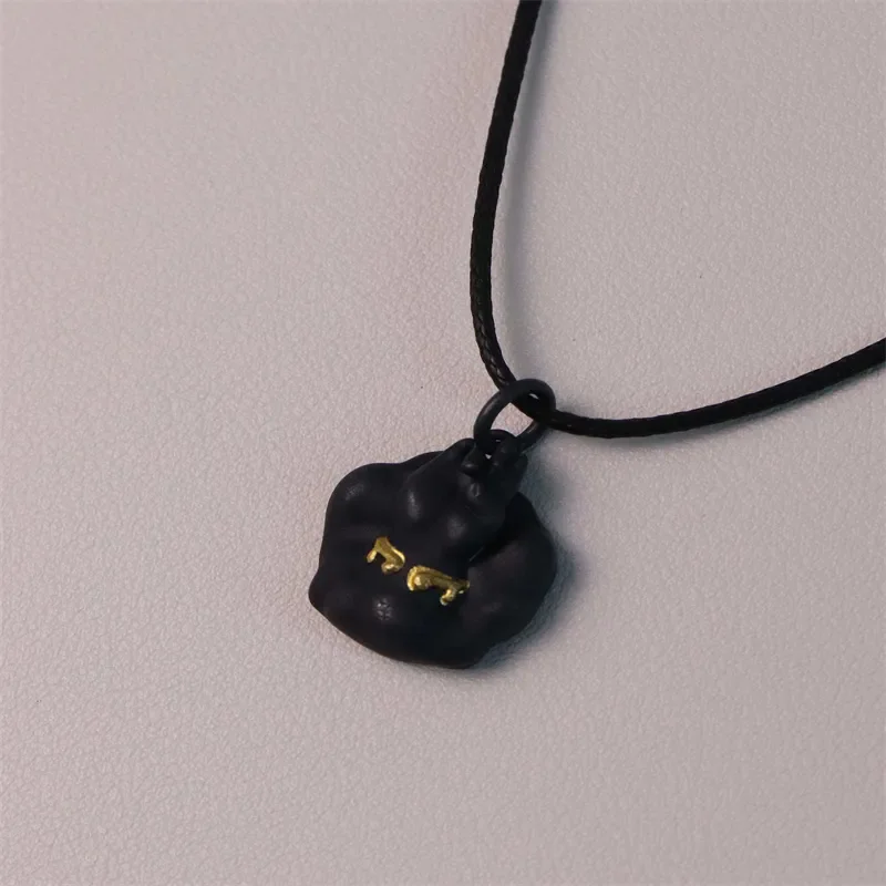 Fun and Cute Style Black Color Body Gold Color Hand Baboon Necklace Men's A Striking and Domineering Necklace Jewelry